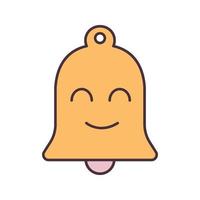 Smiling bell color icon. Happy notifications, announcements. Reminder alarm. Emoji, emoticon. Isolated vector illustration