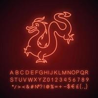 Chinese New Year neon light icon. Chinese dragon. Glowing sign with alphabet, numbers and symbols. Vector isolated illustration