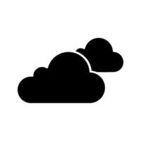 Cloudy weather glyph icon. Clouds. Heavy clouds. Overcast. Weather forecast. Silhouette symbol. Negative space. Vector isolated illustration