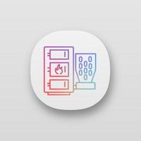 Pellet boiler app icon. UI UX user interface. Central heating system. Solid fuel boiler. Pellet burner system. Workshops, stores, pavilions, salons, houses heating. Vector isolated illustration