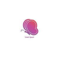 Abstract Flying Butterfly with rounded wings. Logo design template. Colorful Animal Logo Concept Isolated on White background. Magenta Violet Gradient Color. Suitable for beauty and fashion product vector