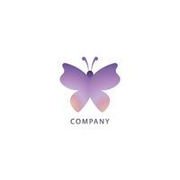 diseño de logotipo de mariposa abstracto ilustrado desde arriba. concepto de logotipo animal aislado sobre fondo blanco. colorido de color de gradación beige violeta. adecuado para productos de belleza y moda. vector