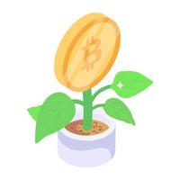 Bitcoin growth isometric icon with scalability vector