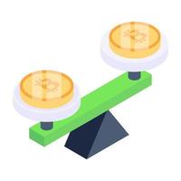 Ready to use isometric icon of bitcoin comparison vector