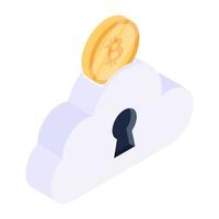 Modern isometric icon of cloud crypto vector