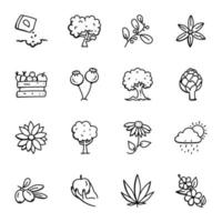 Pack of Ecology Doodle Icons vector