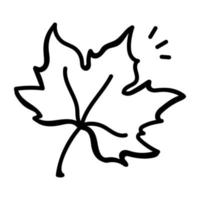 Modern hand drawn icon of maple leaf vector