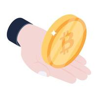 An isometric icon vector of bitcoin
