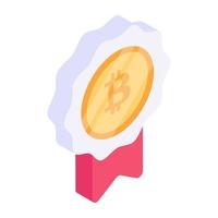 Get this amazing isometric icon of bitcoin reward vector