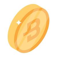 un vector de icono isométrico de bitcoin