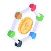 Bitcoin network premium icon in 3d style vector