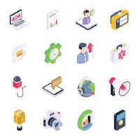 Bundle of Digital Marketing Isometric Icons vector