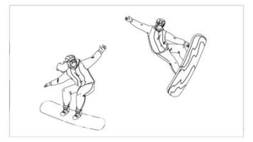 Snowboarding Sport People On Snowy Mountain Vector