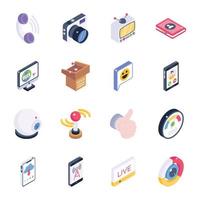 Collection of Multimedia Isometric Icons vector