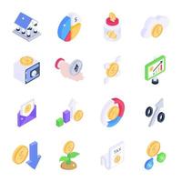 Bundle of Cryptocurrency Isometric Icons vector