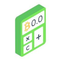 An isometric icon of crypto calculator vector