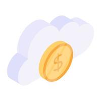 Modern icon of cloud money in isometric style vector