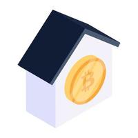 An editable icon of crypto house, isometric style vector