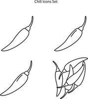 chili pepper icons isolated on white background, chili pepper icon thin line outline linear chili pepper symbol for logo, web, app, UI. vector