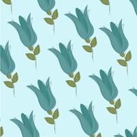 Vector illustration of flat pattern with simple flowers and leaves.