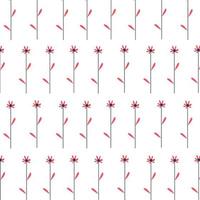 Vector illustration of flat pattern with simple flowers and leaves