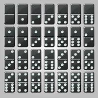 Vector set of isolated black classic dominoes for the game. Collection of simple domino chips.