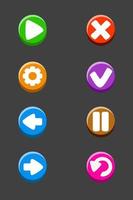 Set of isolated buttons for the game. Vector colored signs or icons for interface.