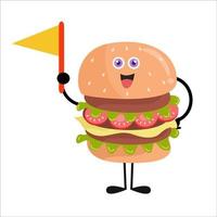 Cute burger cartoon with various activities vector