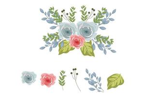 A variety of colorful arrangements of beautiful leaves and flowers vector