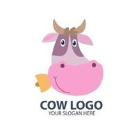 logo para su negocio con un lindo personaje de vaca vector