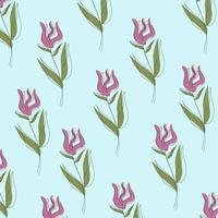 Vector illustration of flat pattern with simple flowers and leaves