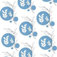 Vector illustration of flat pattern with simple flowers and leaves