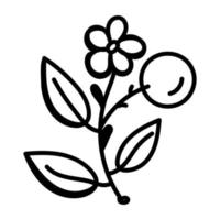 A flowering plant doodle icon download vector