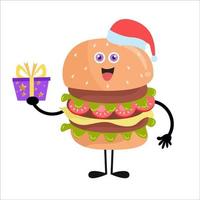 Cute burger cartoon with various activities vector
