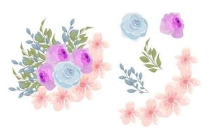 A variety of colorful arrangements of beautiful leaves and flowers vector