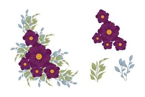 A variety of colorful arrangements of beautiful leaves and flowers vector