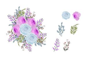 A variety of colorful arrangements of beautiful leaves and flowers vector