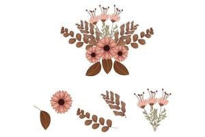 A variety of colorful arrangements of beautiful leaves and flowers vector