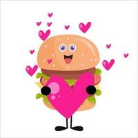 Cute burger cartoon with various activities vector