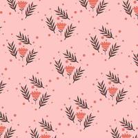 Vector illustration of flat pattern with simple flowers and leaves