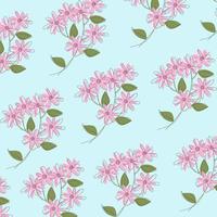 Vector illustration of flat pattern with simple flowers and leaves