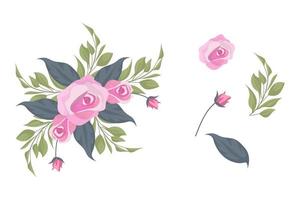 A variety of colorful arrangements of beautiful leaves and flowers vector