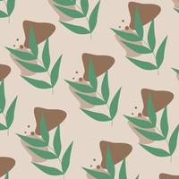 Vector illustration of flat pattern with simple flowers and leaves