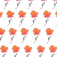 Vector illustration of flat pattern with simple flowers and leaves.