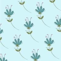 Vector illustration of flat pattern with simple flowers and leaves.