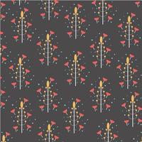 Vector illustration of flat pattern with simple flowers and leaves