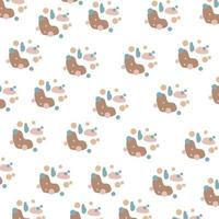 Vector illustration of elegant pattern with cute leaves and animals