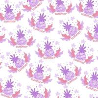 Vector illustration of elegant pattern with cute leaves and animals