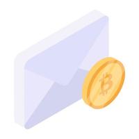 Grab this amazing isometric icon of bitcoin mail vector