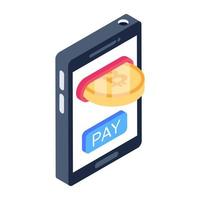 A handy 3d icon of bitcoin payment vector